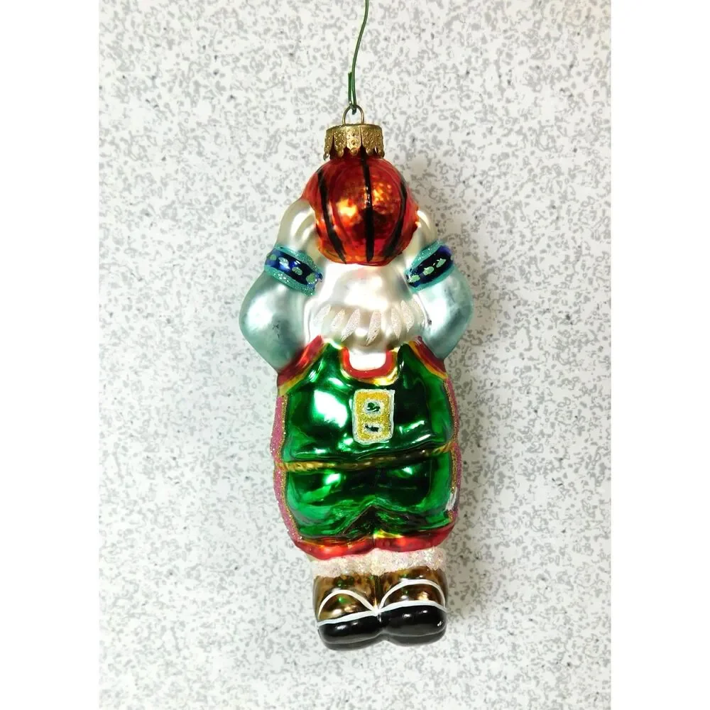 Basketball Santa Claus Christmas Ornament Unique Treasures Blown Glass Marked
